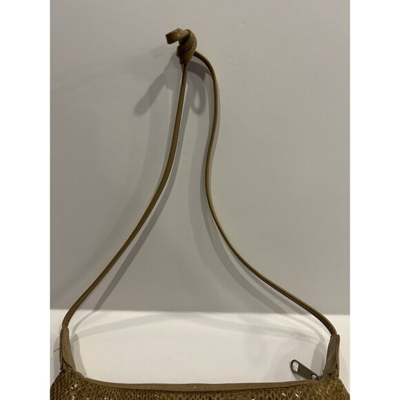 Clemente Vintage Snake Skin Shoulder Purse Tan / Brown With Strap Zipper Closure - Picture 6 of 16